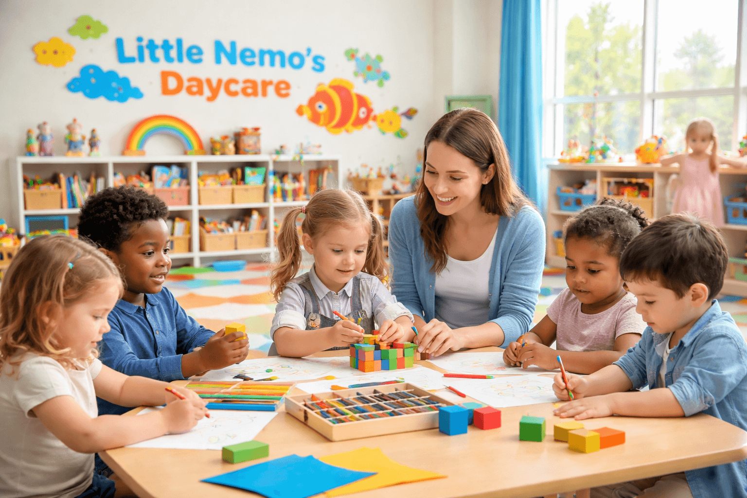 Preschool children learning and playing at Little Nemo’s Daycare Edmonton