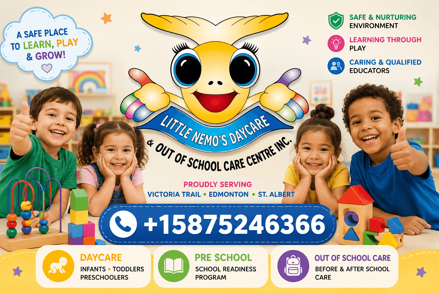 Best Day Care Near Victoria Trail, Edmonton & St. Albert | Little NEMO’S Daycare